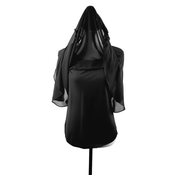 Ann Taylor Women’s Black Slip Lined Short Sleeve Split Back Blouse - Size Small - Picture 9 of 14